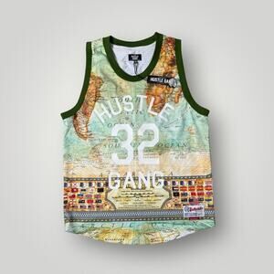 Hustle Gang Map Jersey Tank Top #32 Authentic Collection Size M